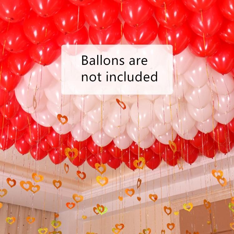 100Pcs/Set Balloon and Thread Pendant Hollow Heart-shaped Sequins Wedding Decoration DIY Birthday Party Paper Garland Streamers