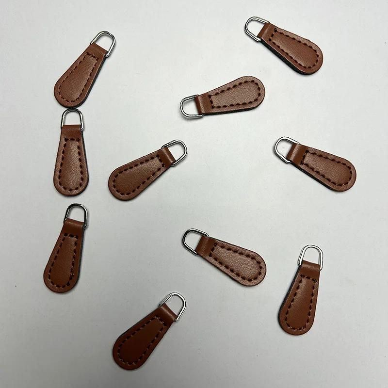 Lot de 10 jolies tirettes de fermeture éclair en PU de haute qualité, couleur unie, pour vêtements, crayons, sacs à main, accessoires