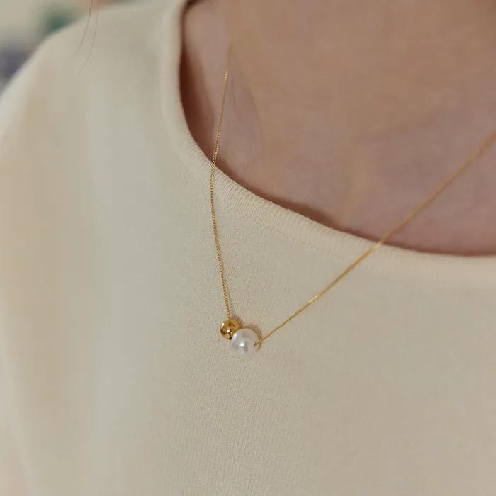 [925silver]Double pearl ball necklace