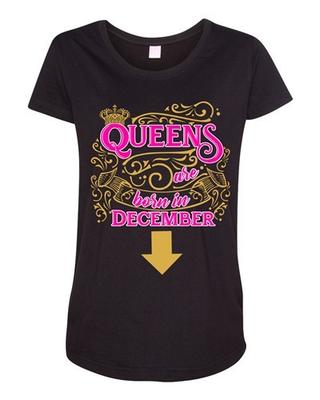 Queens Are Born In December Crown Birthday Funny Maternity DT T-Shirt Tee Unisex T-Shirt