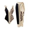 Fashion Women's Sexy Printed V Neck Strap Backless Beachwear Monokini Bikini Swimsuit  2 Piece Swimsuit