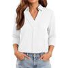 Damen V-Ausschnitt Gestreifte Bluse 3/4 Ärmel Business Casual Oberteil für die Arbeit
