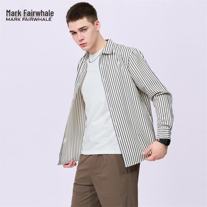 Mark Fairwhale American Striped Lapel Long Sleeve Shirt 2XL