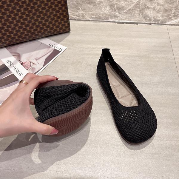 Fashion Casual Woman Shoe Tennis Female Soft Round Toe Knitting Flats Ladies' Footwear Slip-on Breathable Comfortable Dress Slip On Rubb