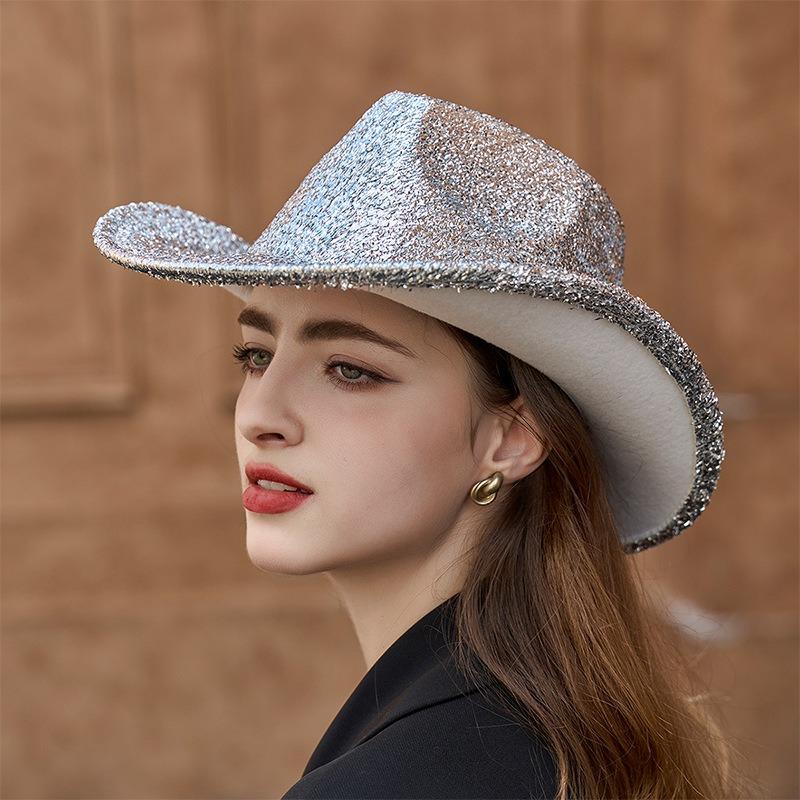 New Versatile Trend Top Hat Women's Sequins Decorative Jazz Hat Temperament Fashion Top Hat