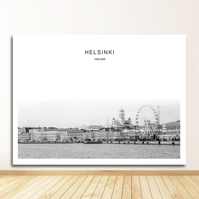 And White Pictures for Living Room Home Decor Modern New York London Paris City Wall Art Landscape Posters and Prints Black