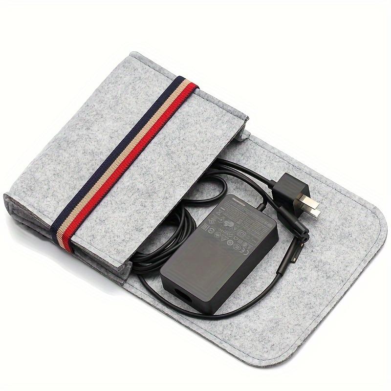 Felt Digital Storage Pouch, 1pc Durable Thickened Electronics Organizer, Shockproof Protective Case for Power Adapter, with Classic Stripe Design