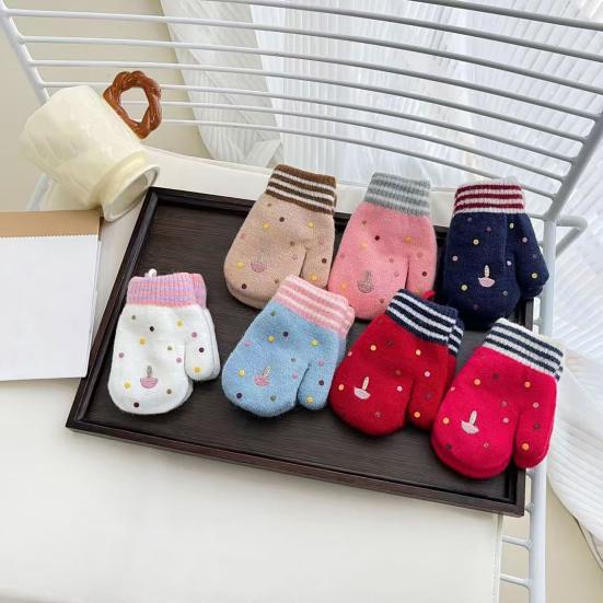 Kids Winter Gloves Cute Cartoon Plush Warm Gloves Fleece-Lined Thickened Windproof Gloves for Boys Girls Outdoor Playing