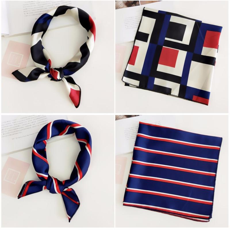 Luxury Square Scarf For Women Silk Feeling Shawl Satin Hijab Fashion Wraps Hair Bands Ribbon Headband Bag Accessories Headscarf