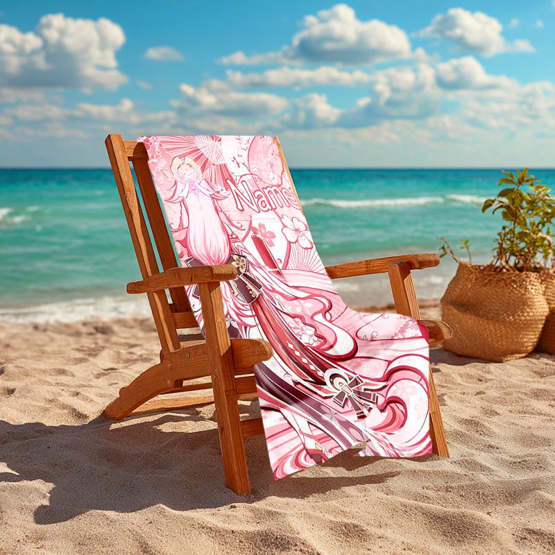 Personalized customized proof beach towel with Genshin Impact characters pattern - soft, absorbent,quick-drying,perfect swimming,camping&bathing