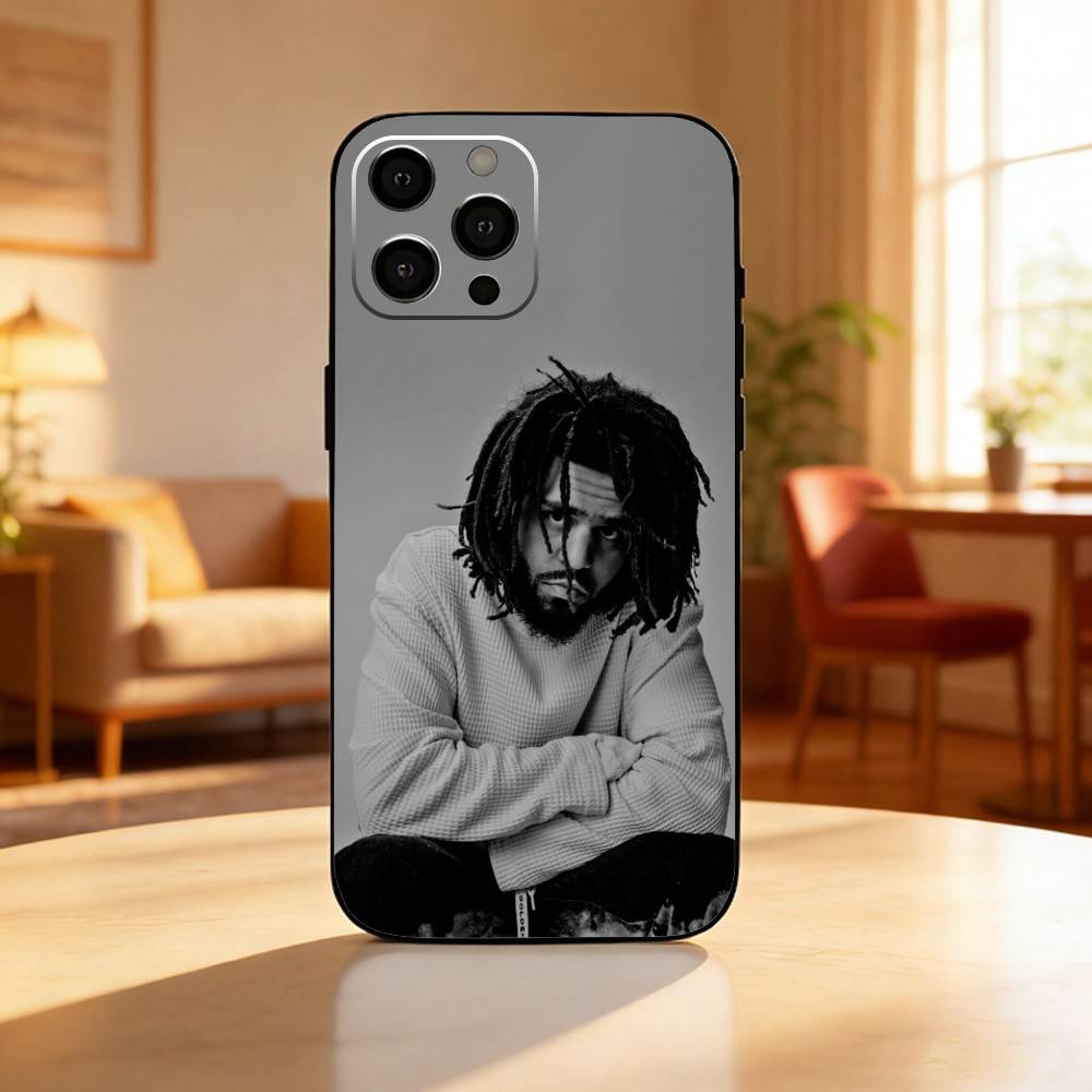 elite American rappers J. C-Cole Phone Case For iPhone17,16,15,14,13,12 Plus,Max Soft Silicone Black Cover iPhone14