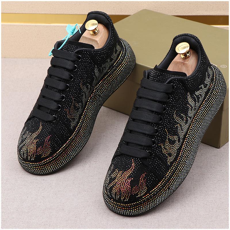 Fashion Luxury Designer Men's Rhinestone Thick Bottom Everyday All Match Shoes Causal Flats Loafers Ms Moccasins Sports Walking Sneakers