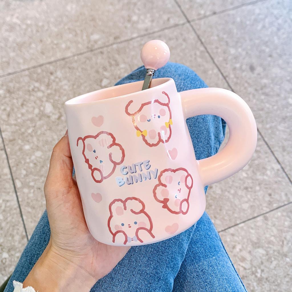 Cute High Value Ceramic Cup for Women Creative Mug for Home Couple Water Cup for Men Office Coffee Breakfast Cup