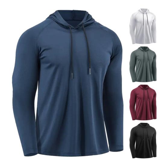 Herren Athletik Hoodie Schnelltrocknend Mit Kapuze Fitness Oberteil Slim Fit Langarm Trainings Pullover Laufshirt für Fitnessstudio Joggen Training