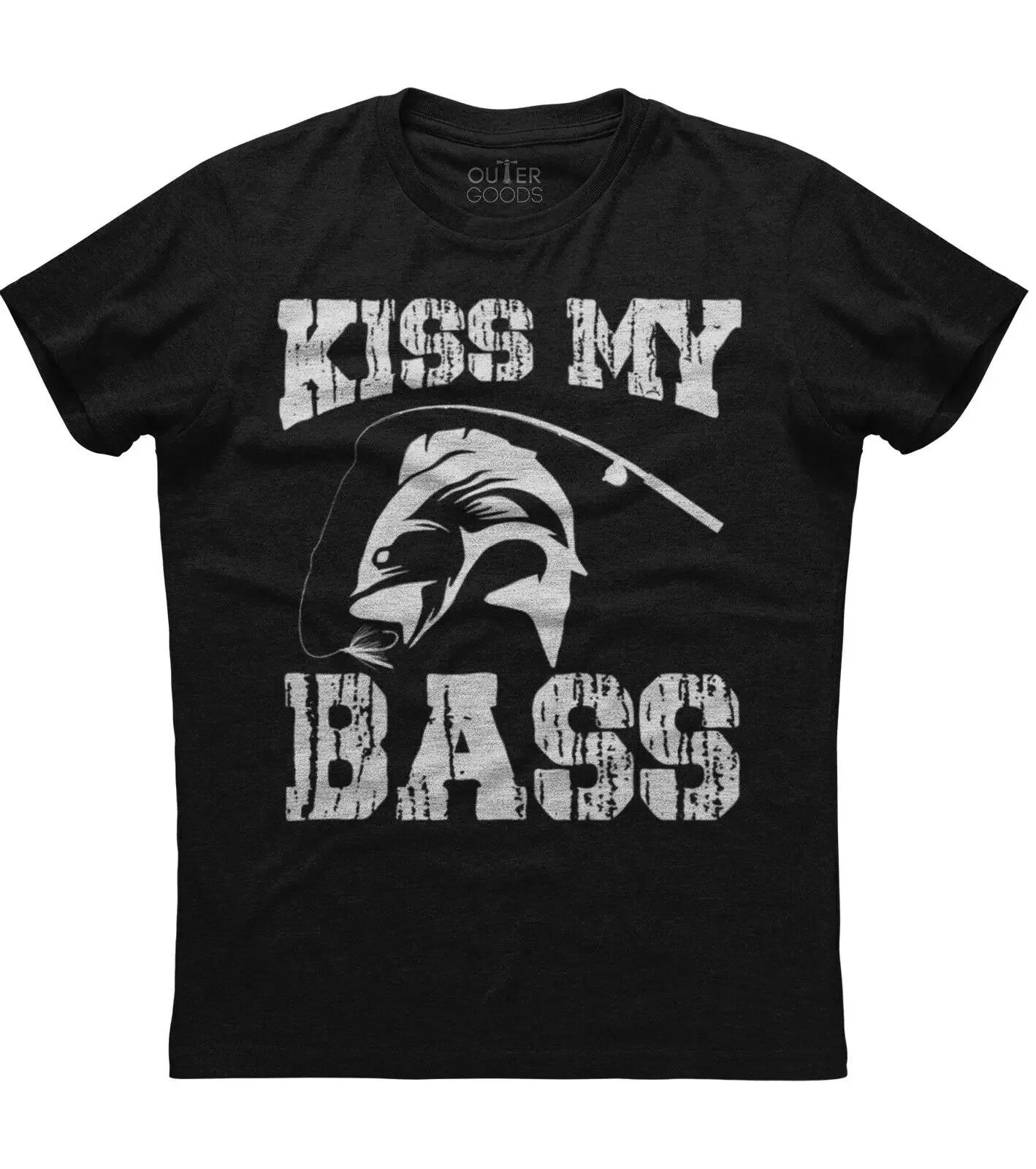 Kiss My Bass Fishing Large Mouth Funny Graphic Phrase Angler TShirt Summer Cotton ONeck Short Sleeve Mens T Shirt New S3XL S