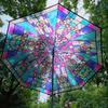 Retro Window Flower Pattern Transparent Umbrella Fully Automatic Opening and Closing Portable Travel Transparent Kids Umbrella