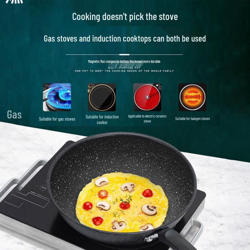 Supor 30cm Cool Stone Non-stick Wok with Lid