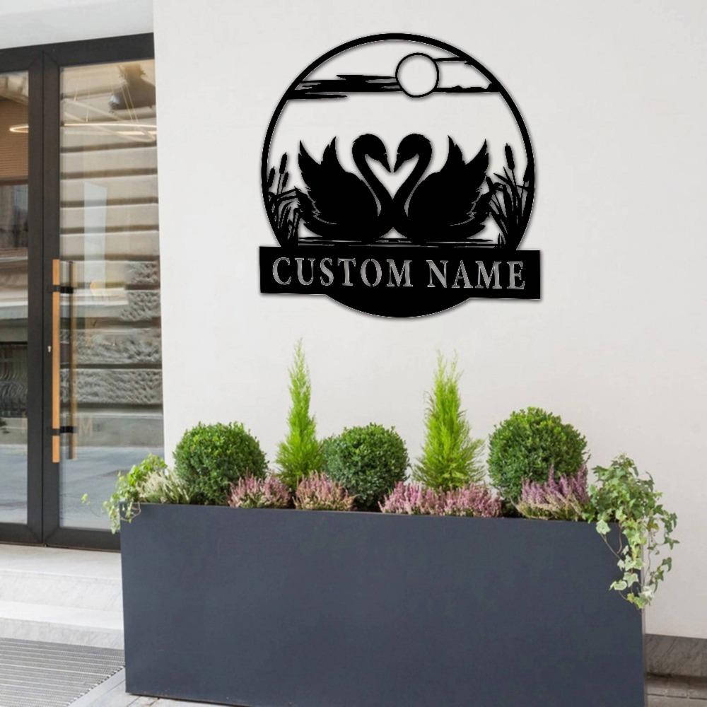 Customizable Metal Swan Sign Outdoor Garden Decor Holiday Gift