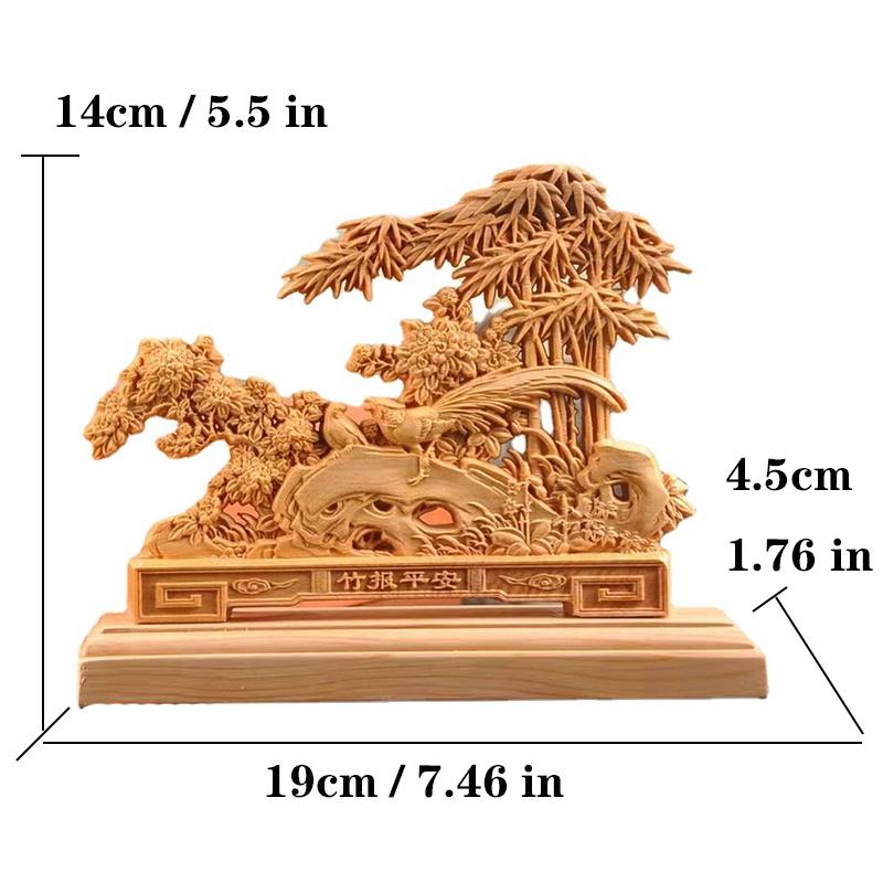 Wooden welcome bird bamboo newspaper safety decoration ornaments Solid wood carving Home living room, desktop decoration artwork