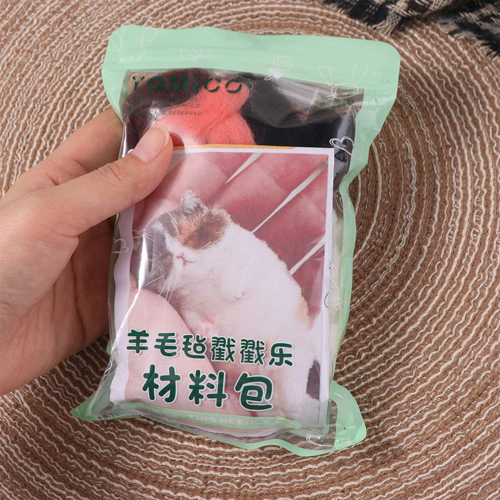 Handmade Cat Wool Needle Felting Kit Beginner Friendly Handmade DIY Material Bag  Beginner Craft