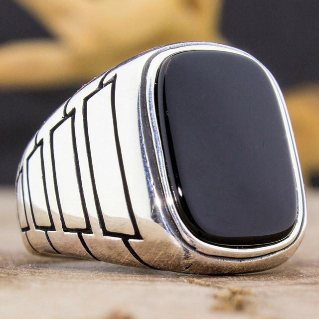 Vintage Big Oval Simulierte Zirkon Stein Ring Für Männer Frauen Antike Silber Farbe Schwarz Zirkon Ant Ring Retro Türkischen Schmuck