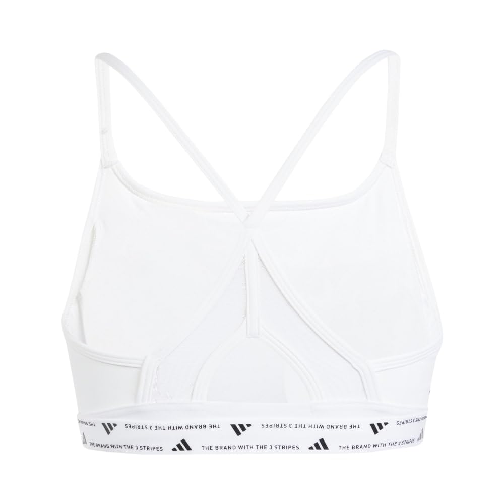 Adidas Aeroreact Training Light Support Three-Stripes Bra, Women's, IKV31, White/Black (IU1716), J/2XAB