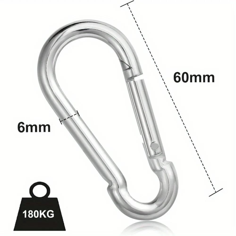12 Parça Paslanmaz Çelik Karabina Seti, 6x60mm, 180kg Yük Kapasitesi, Paslanmaya Dayanıklı Galvanizli, Çok Amaçlı Dış Mekan Aktiviteleri İçin