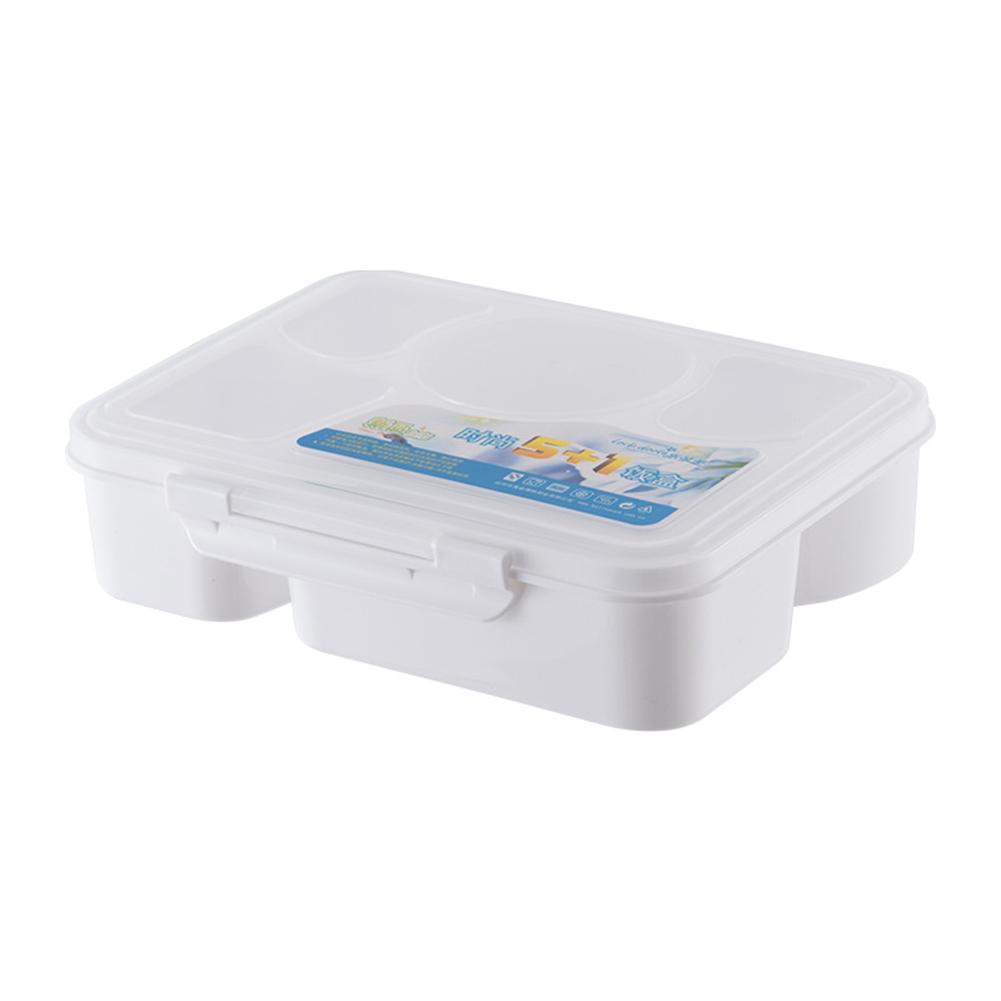 

Rectangular Lunch Box With 5 Compartments Portable Leakproof Bento Case Food Container Dinnerware White#0