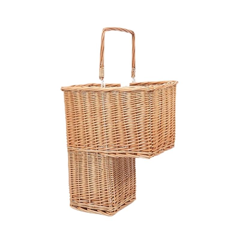 

Portable Willows Stair Basket Organizers for Stairs Easy to Move Storage Solution for Clothes and Bedding 1