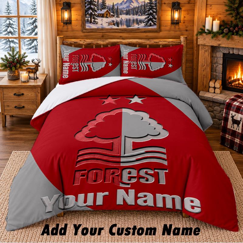 Set Biancheria da Letto 3 Pezzi Nottingham Forest FC Personalizzabile con Nome, Lenzuolo e Federe per Camera da Letto di Casa