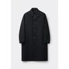 Customellow Loose Fit Gauze Texture Raglan Wool Linen Balmacaan Coat Black Cwcaa