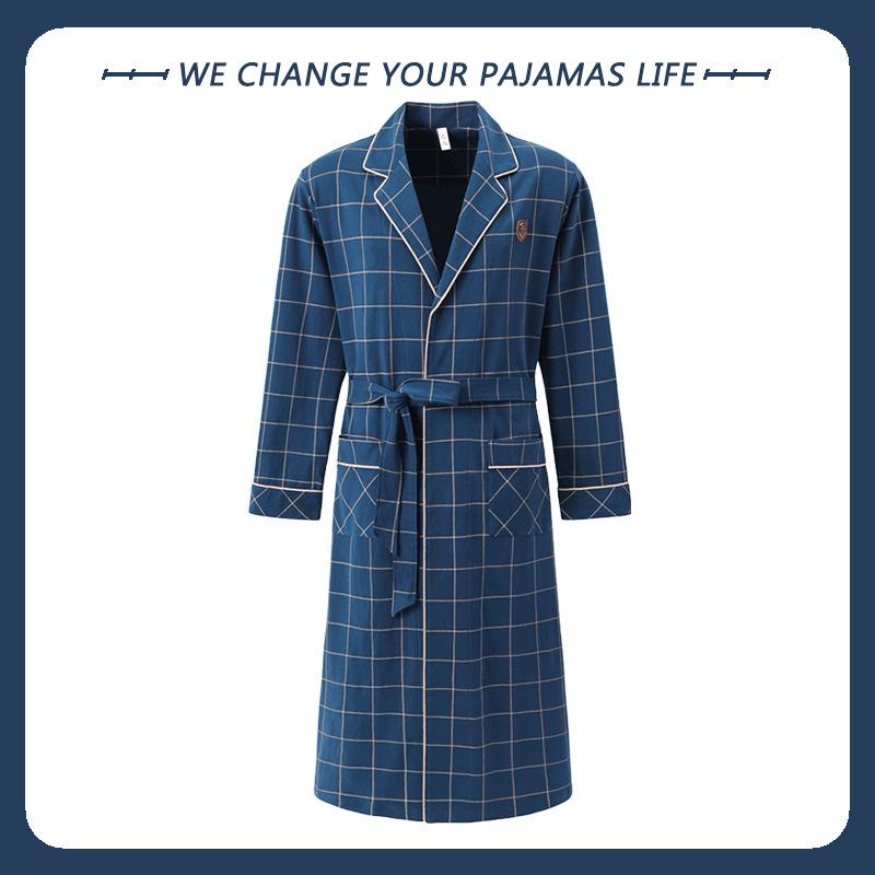 Men's Arctic Velvet Long-Sleeved Cotton Bathrobe - Spring & Autumn Style, Mid-Length, Plus Size, Youth Homewear