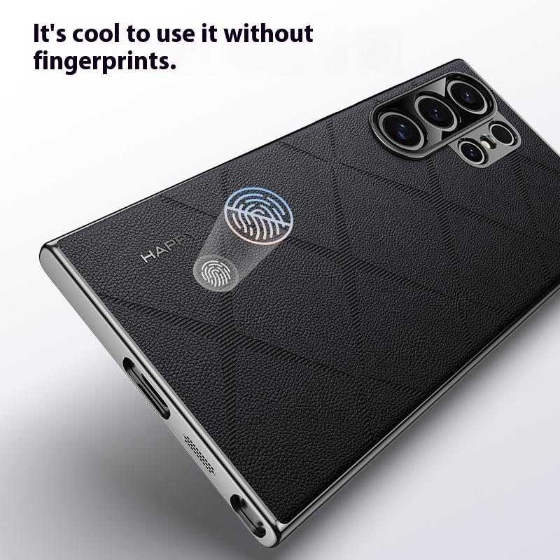 Luxury Plating Genuine Leather Phone Case for Samsung Galaxy S24 Ultra S24 Plus Metal Camera Lens Ultrathin Protection Cover