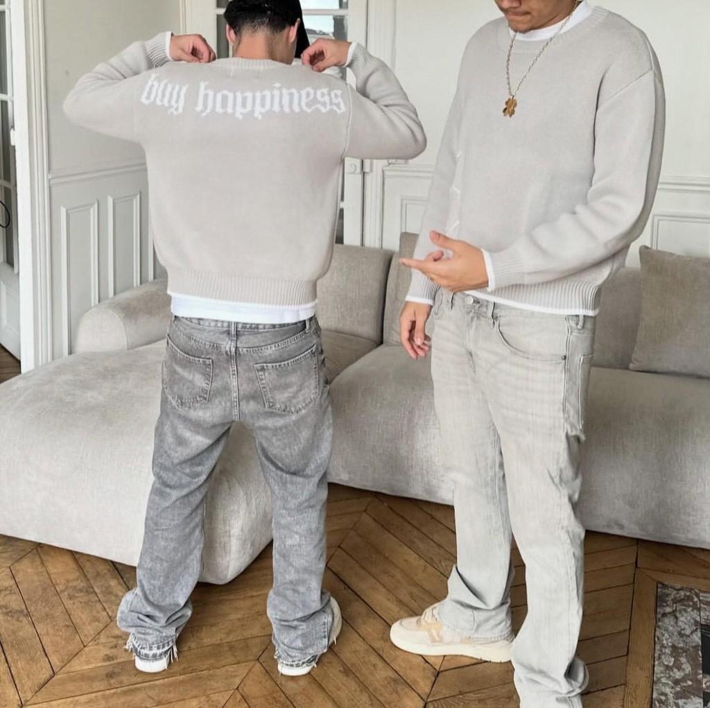 Unisex Europäischer Lässiger Locker Geschnittener Pullover mit Langen Ärmeln und Rundem Halsausschnitt für Herbst und Winter