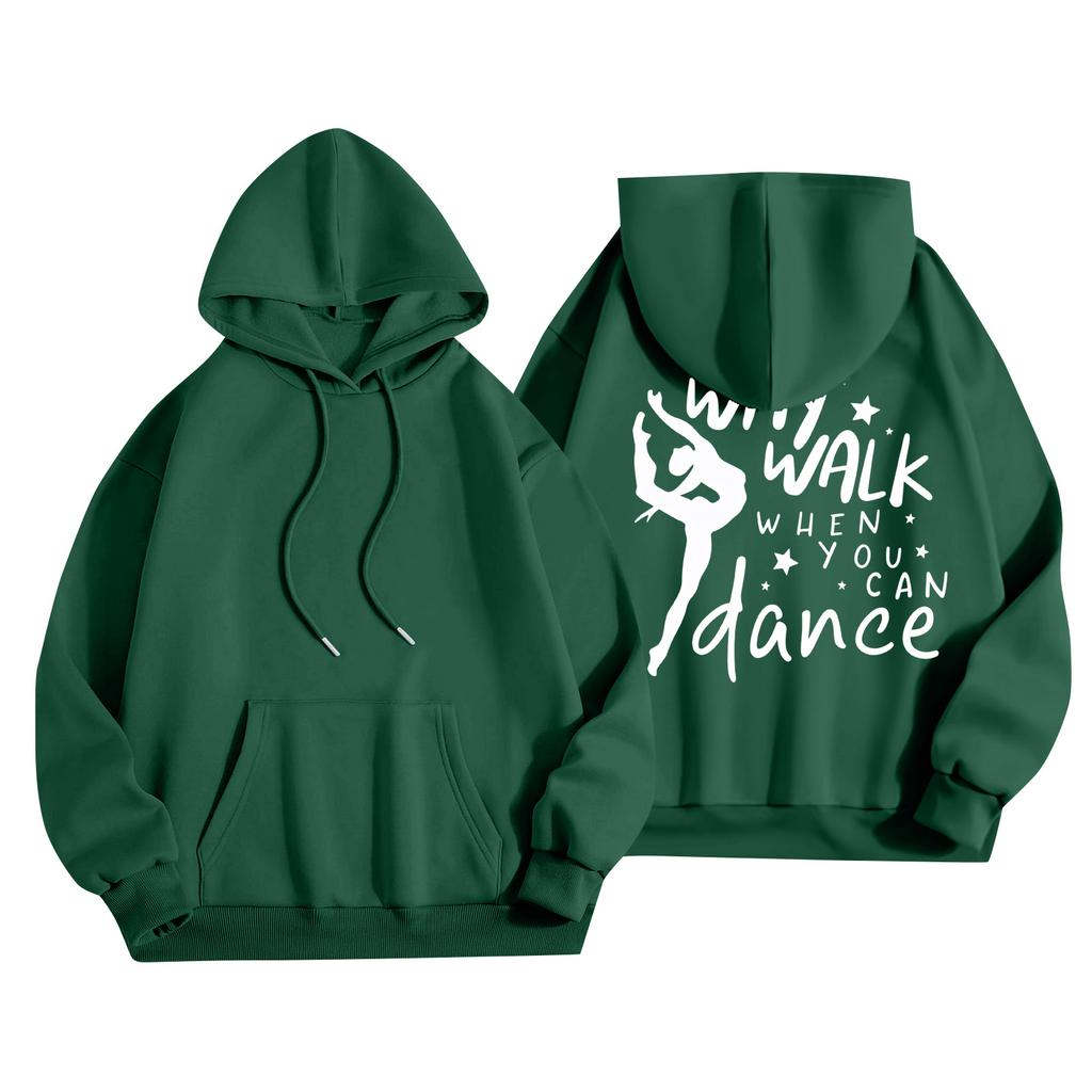 Women's Printed Round Neck Pullover Sweatshirt Hooded Drawstring Sweatshirt Top