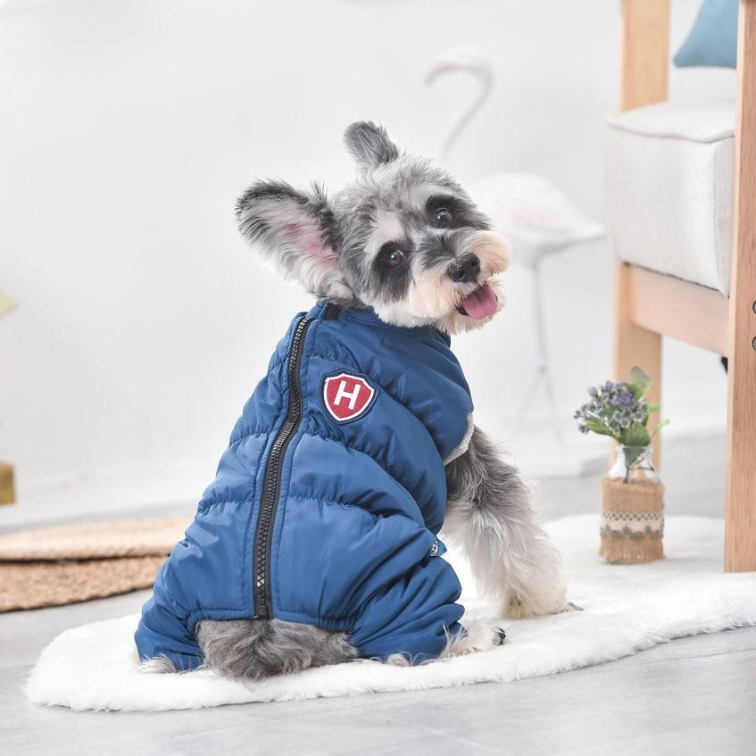 Pet Autumn And Winter Dog Small Dog Four-legged High-collar Windproof Coat Warm Cotton Clothes