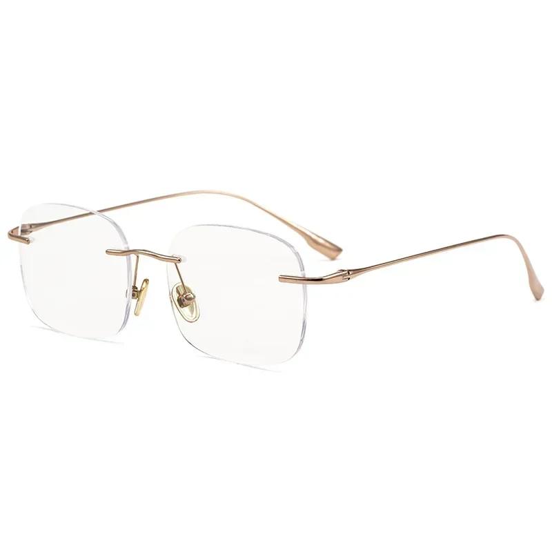Gold Silver Frame Rimless Women Square Glasses Fashion Retro Frameless Eyewear Frame Eyeglasses Anti Blue Light Radiation