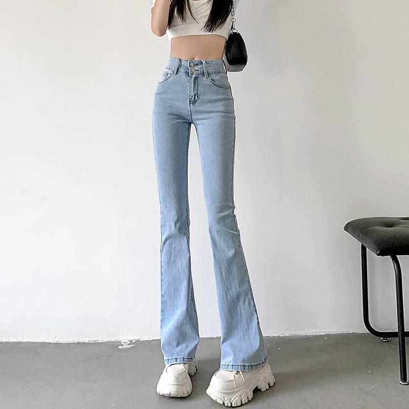 Korean Style High Waist Flared Jeans for Women - Autumn Trend