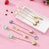 4Pcs Stainless Steel Dessert Spoon Fork Long Handle Coffee Stirring Spoons Cats Teaspoon for Dessert Milkshakes Salad
