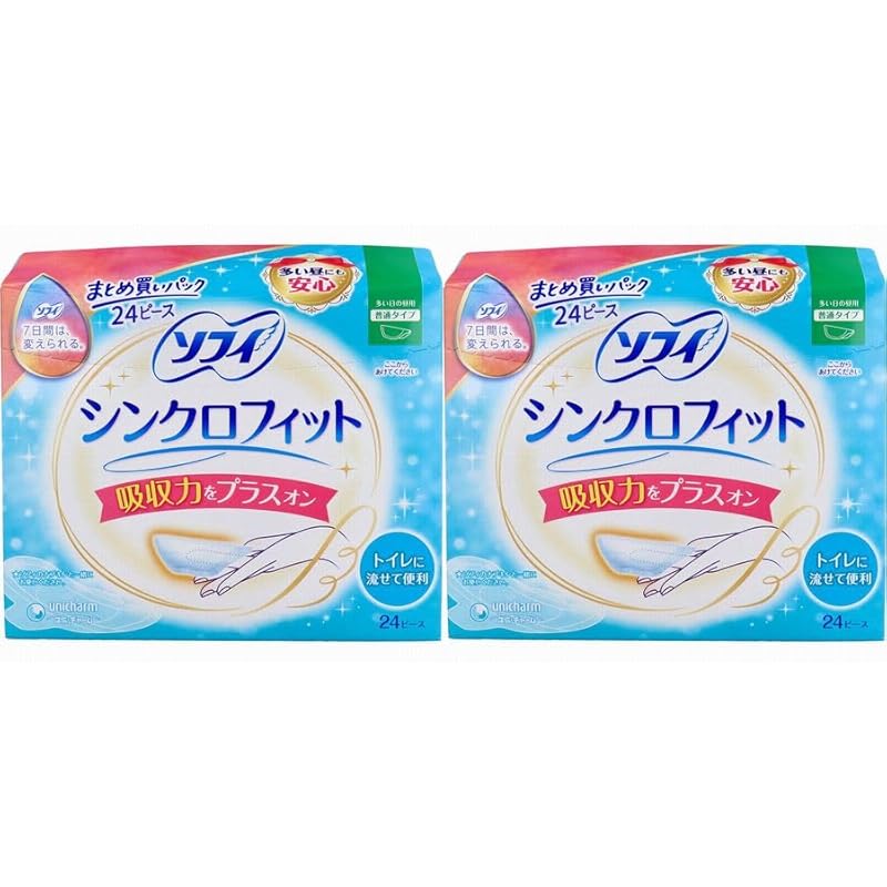 

[Set of 2] Sophie synchro fit For daytime use on many days 24 pieces 2 pieces total 48 pieces Normal type Convenient to flush down the toilet Unicharm