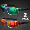 2pairs Sports Sunglasses for Men Lightweight Night Vision Male Shades Cycling Driving Fishing Fashion Mirror Sunglass