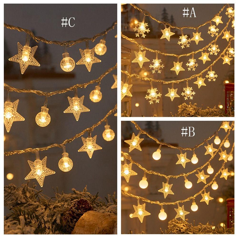 Flash Stars String Lights LED String Lights Christmas Tree Lamp Snowflake Light String  Camping