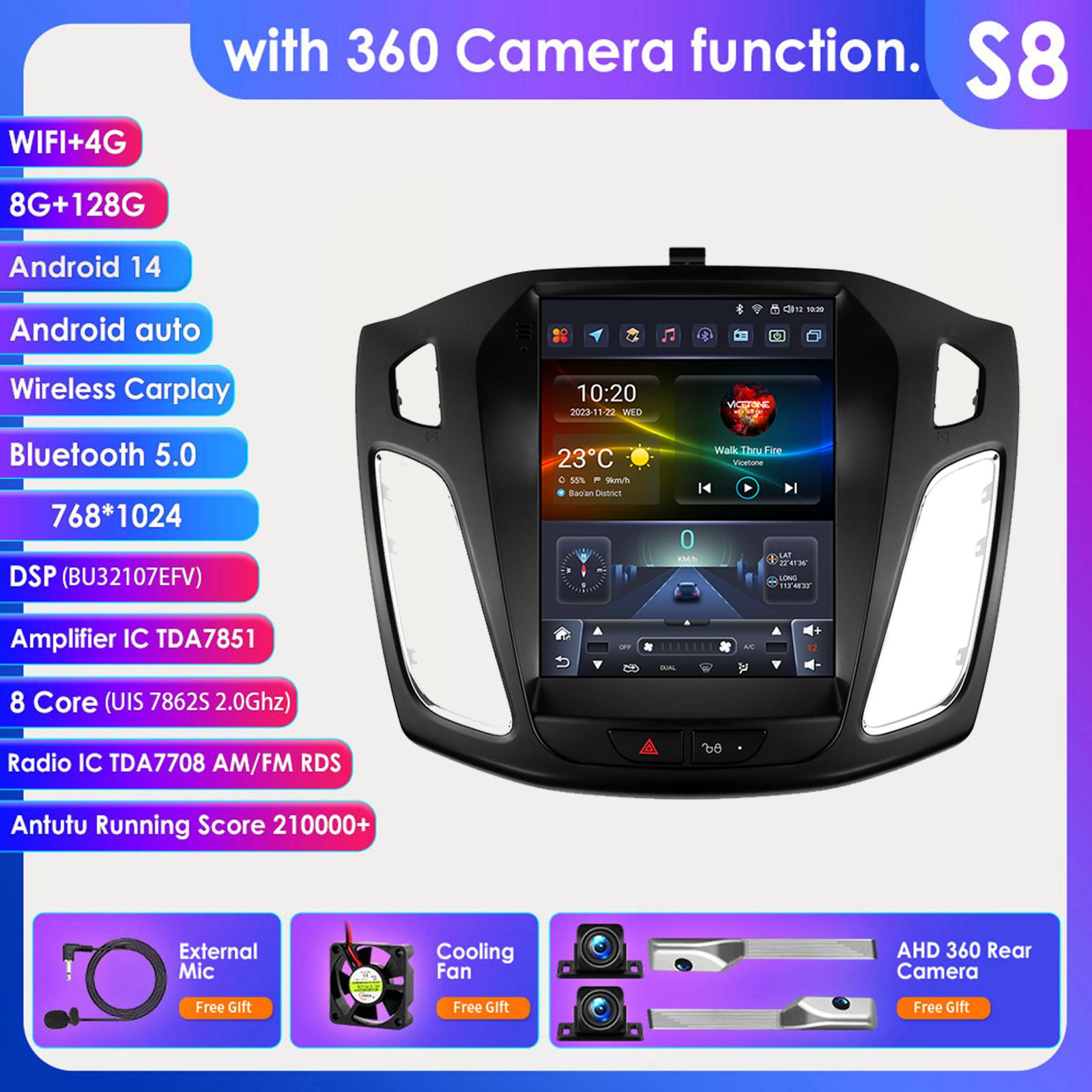 

Hizpo для Tesla Style Carplay Android Автомагнитола для Ford Focus MK3 2012-2018 Мультимедийный Видеоплеер Навигация GPS Автомагнитола Интеллектуальный Экран S8 8Core 8G 128G 360