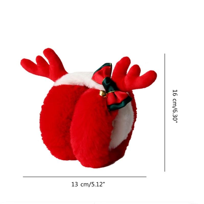 Adult Christmas Antler Shape Earmuff Outdoor Plush Ear Warmer Windproof for Girl