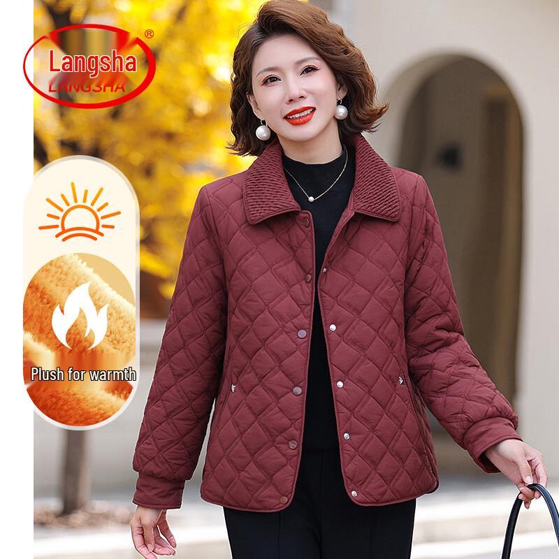 LangSha Women s Short Fleece-lined Padded Winter Jacket 3XL