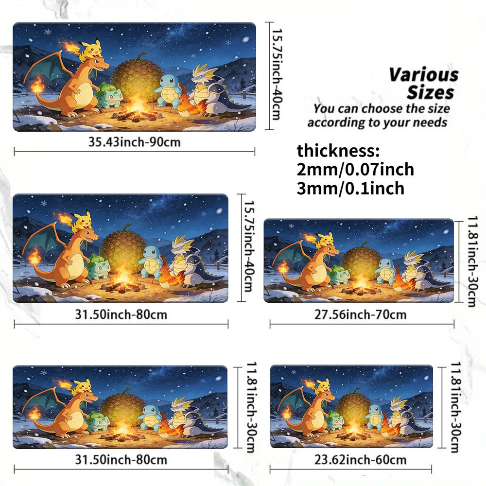 Ash Ketchum Kalos Team NonSlip Washable Gaming Desk Mat 30x80x0.2cm