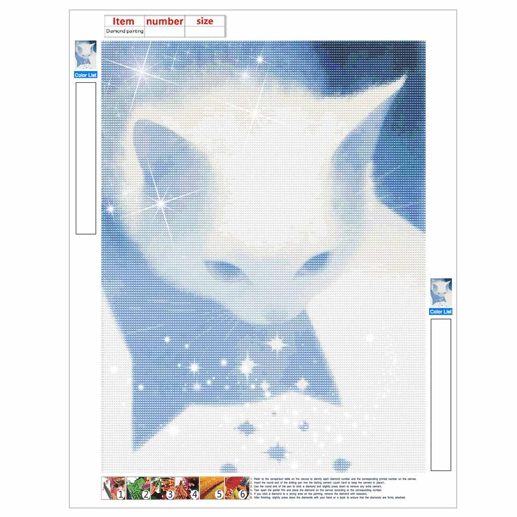 Diamond Painting Kit Glowing White Cat Design Full Drill Canvas Art Relaxing Handmade Craft Gift for Women Adults Wall Decor DIY Hobby