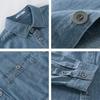 Vår Höst Långärmad Denimskjorta för Man Daglig Casual Ljusblå Jeans Herrtoppar Ren Bomullsskjorta Slim Fit Ungdom Enkel Stil Herrkläder