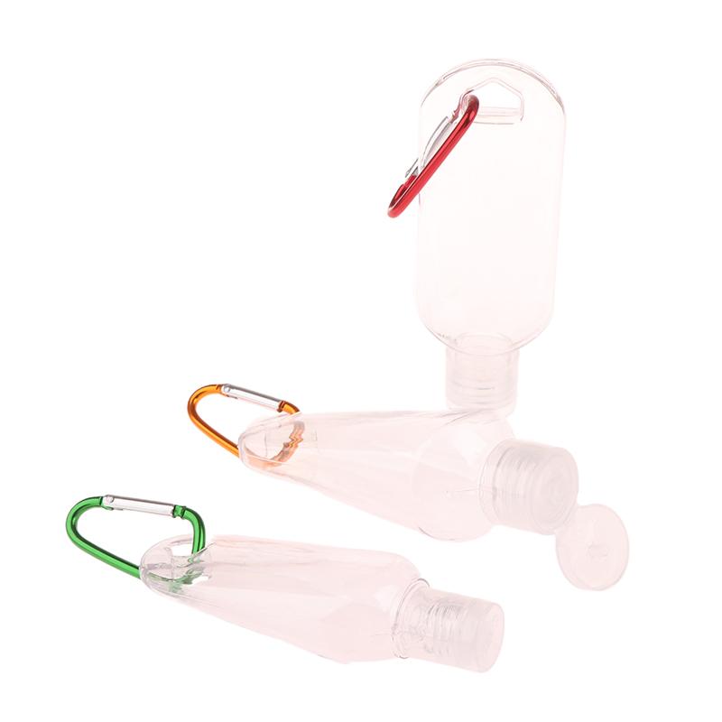 30/50/60Ml Empty Portable Bottle With Carabiner Hook Outdoor Travel Hand Sanitizer Reusable Plastic Squeeze Bottles Storage Tool