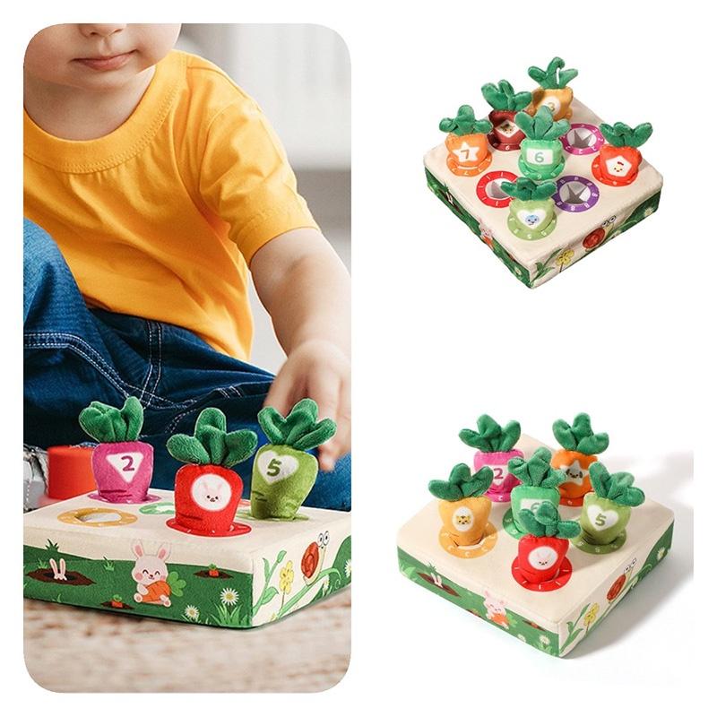 Educational Plush Toy For Children Shape Color And Number Recognition Farm Carrot Puller